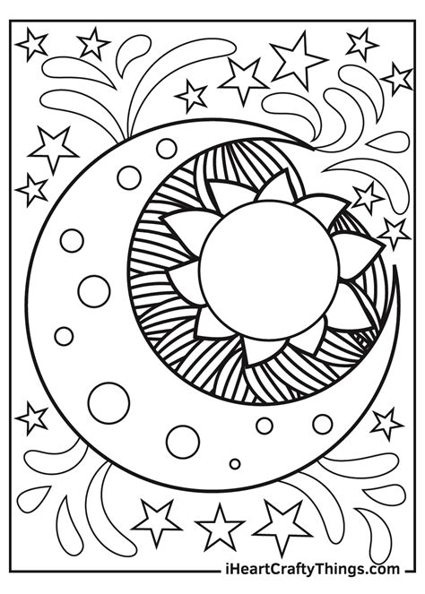 printable moon  stars coloring pages