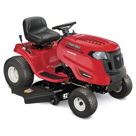 shop troy bilt bronco  hp automatic   riding lawn mower  mulching capability kit sold