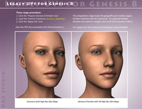 legacy uvs for genesis 8 victoria 4 daz 3d