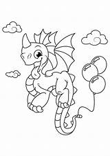 Balloons Dragon Coloring Large Printable sketch template