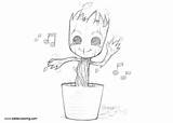 Groot Baby Pot Coloring Pages Dancing Printable Kids Color sketch template