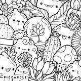 Plants Kolorowanki Piccandle Chibi Ideias Doddles Monochromatyczny Wzory Ilustracje Kolaż Atrament sketch template