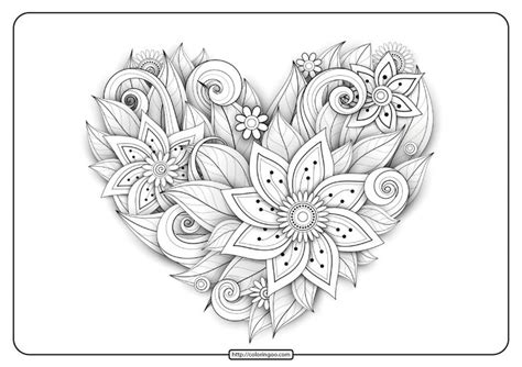 printable flower heart  coloring page flower printable