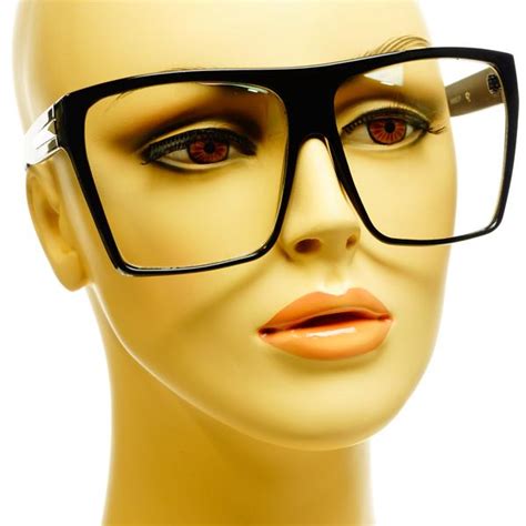 large retro vintage style nerd geek square flat top clear glasses