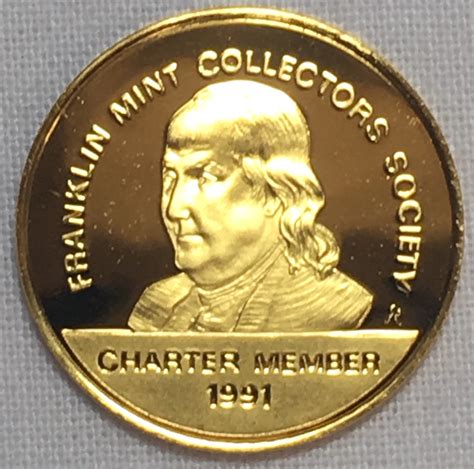 gold  sterling silver franklin mint collectors society commemorative coin
