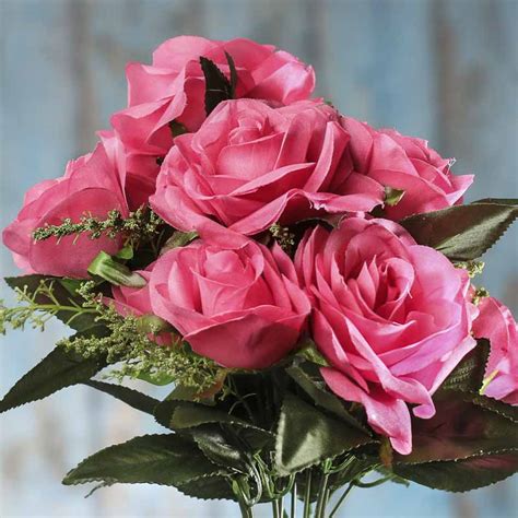 Pink Artificial Rose Bush Bushes Bouquets Floral Supplies Craft