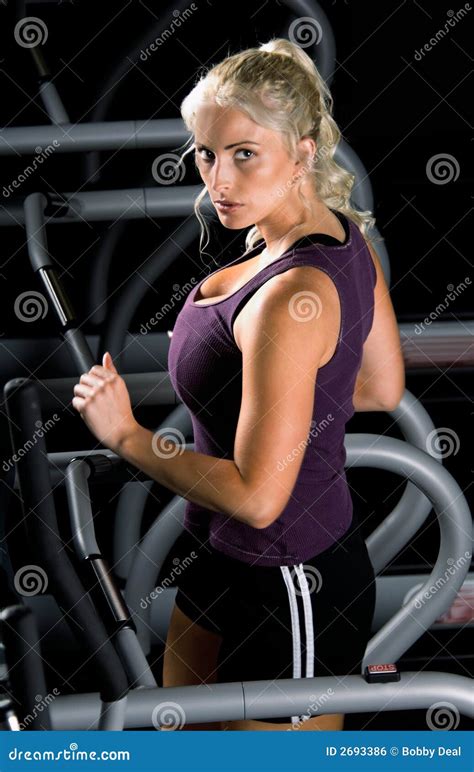woman  treadmill stock photo image  exercise cardio
