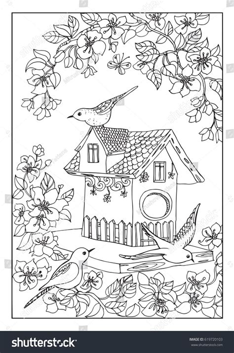 coloring pages  bird houses garden bird house coloring pages