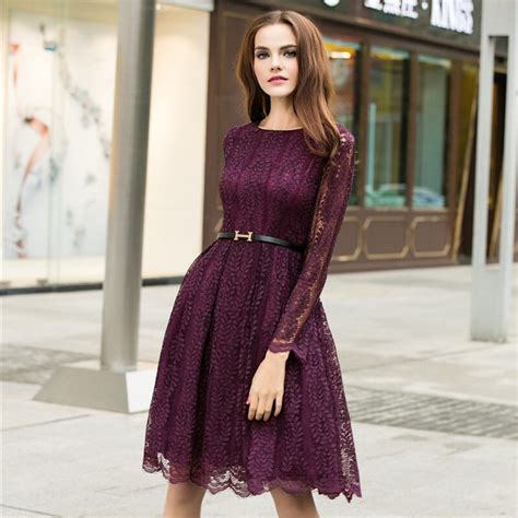 Women S Dress Spring New Long Sleeved Round Neck Long Sleeved Lace
