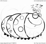 Sleeping Caterpillar Coloring Cartoon Outlined Inchworm Clipart Vector Cory Thoman Getcolorings Elegant sketch template