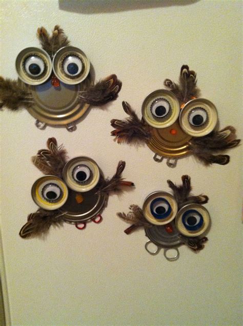 metal owls  googly eyes  hanging   wall