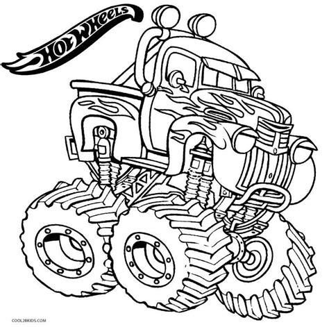 printable hot wheels coloring pages  kids coolbkids monster truck