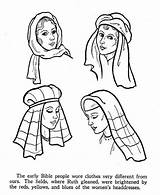 Bible Coloring Pages Women Times Testament Woman Headdress Old Biblical Costumes Color Life Printable Time Character Nativity Printables Kids Easter sketch template