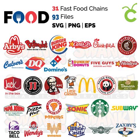 fast food logo vektor bundle nationale kette restaurants etsy