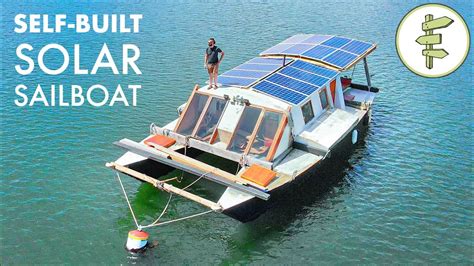 man living  grid   diy solar powered sailboat  fossil fuel