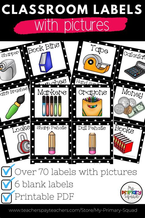 classroom labels  pictures printable elementary classroom