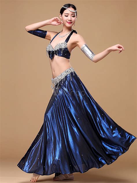 Belly Dance Costume Royal Blue Sexy High Split Belly Dancing Long