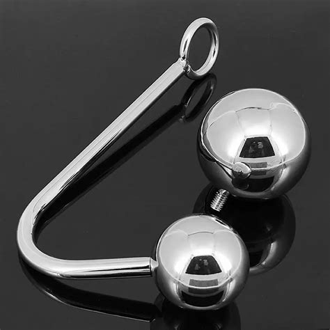 Stainless Steel Anal Hook With Two Anal Balls Metal Anal Plug Butt Plug
