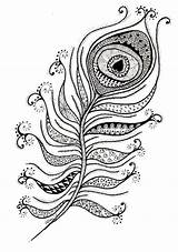 Peacock Coloring Pages Feather Zentangle Feathers Zen Mandala Drawing Intricate Deviantart Abstract Designs Books Choose Board Drawings sketch template