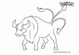 Pokemon Tauros Coloring Pages Printable Kids sketch template