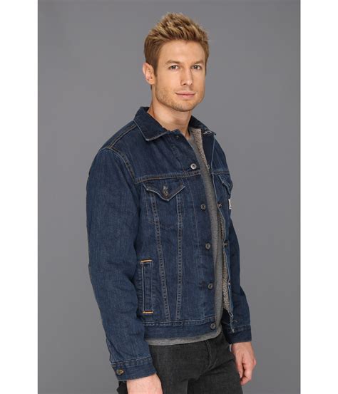 carhartt big and tall sherpa lined denim jean jacket in blue for men lyst