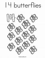 14 Coloring Number Butterflies Pages Fourteen Clipart Numbers Library Thirteen Clip Noodle Twistynoodle Popular sketch template
