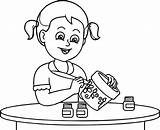 Coloring Painter Bucket Girl Wecoloringpage sketch template