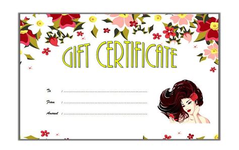 hair salon gift certificate template  printable  docx