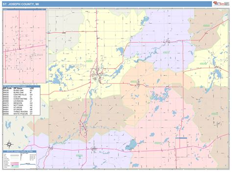 st joseph county mi wall map color cast style  marketmaps