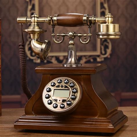 european style wooden antique telephone telephone retro home phone caller id    fashioned