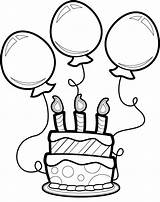 Cake Birthday Balloon Pages Coloring Online Color Print sketch template