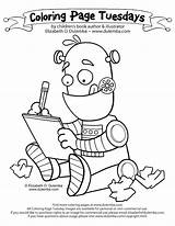 Coloring Robot Pages Writing Robots Kissing Hand Colouring Drawing Cute Tuesday Kids Color November Sheets Little Lee General Sheet Printable sketch template