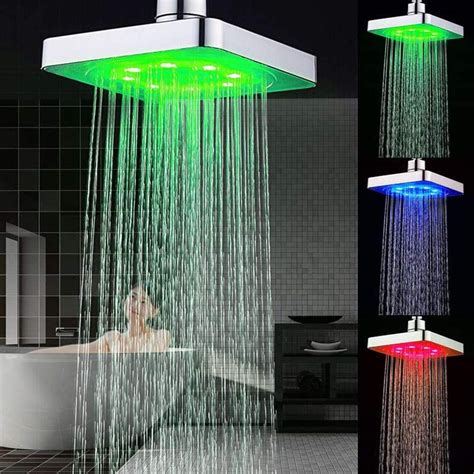 delipop shower head  colors changing led showerhead bathroom rainfall shower   square