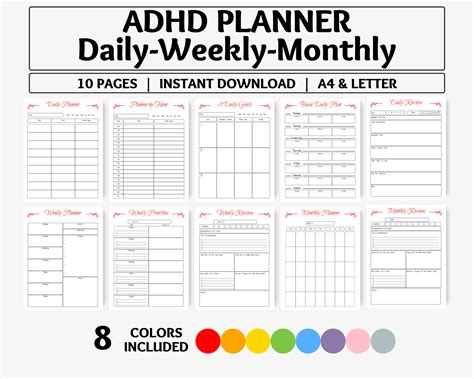 paper printable aletteripadtablet adhd planner productivity daily