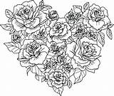 Coloring Pages Roses Hearts Color Printable Flowers Getcolorings sketch template
