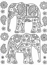 Coloring Elephant Pages Tribal sketch template