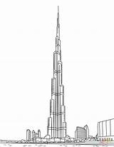 Burj Khalifa Dubai Coloring Pages Drawing Uae Building Sketch Drawings Arab Printable Supercoloring Buildings Famous Emirates Kids Architecture Al City sketch template