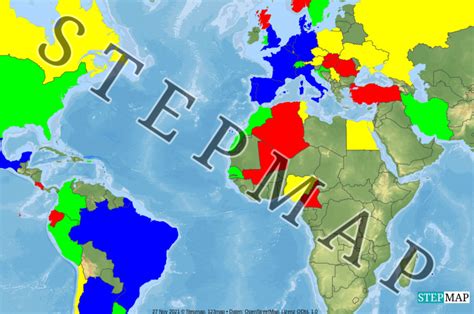 stepmap uebersicht teilnehmender laender weltweit landkarte fuer welt