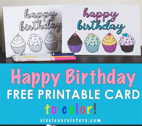 printable birthday cards  color  clever sisters