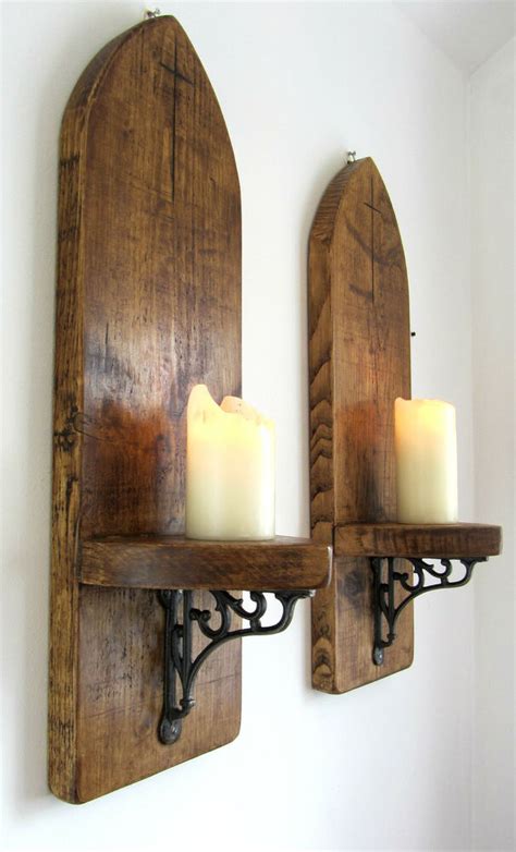 pair  huge cm gothic arch rustic solid plank wood wall