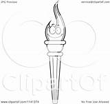 Torch Olympic Coloring Clipart Cartoon Happy Outlined Vector Cory Thoman Royalty sketch template