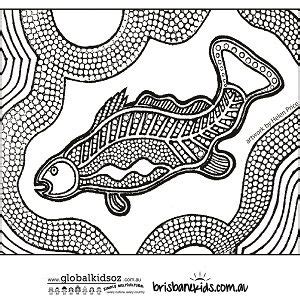 barramundi colouring  dot painting aboriginal aboriginal art animals
