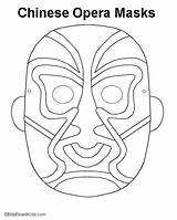 Chinese Masks Opera Coloring Template Pages Templates sketch template