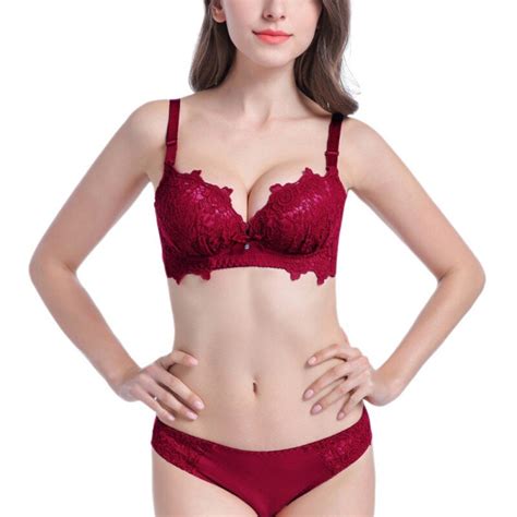 women sexy embroidery solid color push up bra sets panties underwear