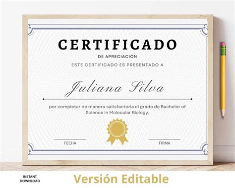 certificado de apreciacion premio de reconocimiento modelo editable