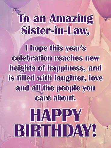 birthday card   amazing sister  law  celebration