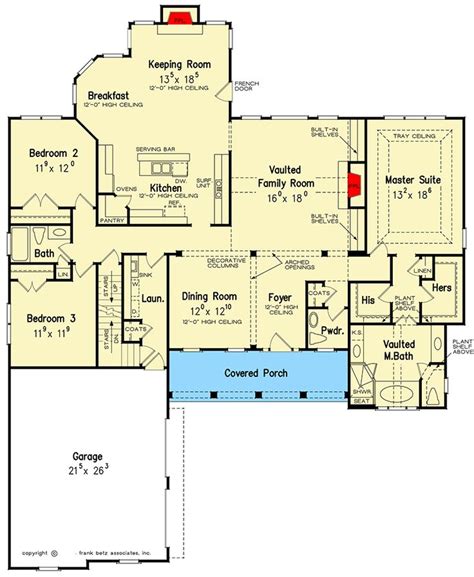 plan btz  bed house plan  keeping room  split bed layout   house plans