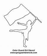 Guard Color Stencil Girl Colorguard Coloring Stencils Flags Pages Danseres Sports Spraypaintstencils Abstract sketch template