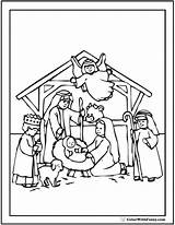 Nativity Coloring Scene Holy Family Christmas Sheet Print Color Angel Kids Pages Mary Joseph Printable Shepherd Simple Jesus Scenes Cute sketch template
