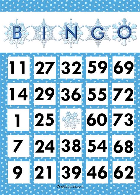 winter christmas bingo game cards snowflake theme  downloadable